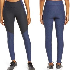 Outdoor Voices Two-Tone Warmup Leggings In Black/Blue